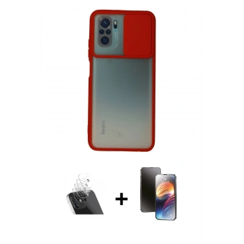 MARSİLYAN™- Redmi Note 10 Kılıf Vadi Çizgi - Siyah 3D Antistatik Mat Seramik Nano Ekran Koruyucu + Kamera Lens Koruma Cam - SF