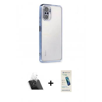 MARSİLYAN™- Redmi Note 10 Kılıf Vadi Minimal - Şeffaf Pasifik Cam Ekran Koruyucu + Kamera Lens Koruma Cam - SF