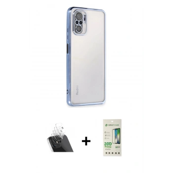 MARSİLYAN™- Redmi Note 10 Kılıf Vadi Minimal - Siyah 20D Premium Cam Ekran Koruyucu + Kamera Lens Koruma Cam - SF