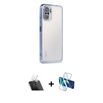 MARSİLYAN™- Redmi Note 10 Kılıf Vadi Minimal - Siyah 3D Antistatik Cam Ekran Koruyucu + Kamera Lens Koruma Cam - SF