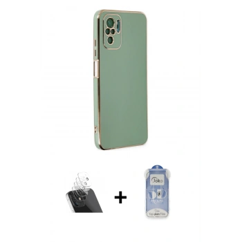 MARSİLYAN™- Redmi Note 10 Kılıf Yankı Serisi - Şeffaf Joko Magic 5D Cam + Kamera Lens Koruma Cam - SF