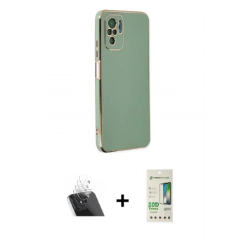 MARSİLYAN™- Redmi Note 10 Kılıf Yankı Serisi - Siyah 20D Premium Cam Ekran Koruyucu + Kamera Lens Koruma Cam - SF