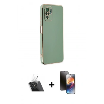 MARSİLYAN™- Redmi Note 10 Kılıf Yankı Serisi - Siyah 3D Antistatik Mat Seramik Nano Ekran Koruyucu + Kamera Lens Koruma Cam - SF