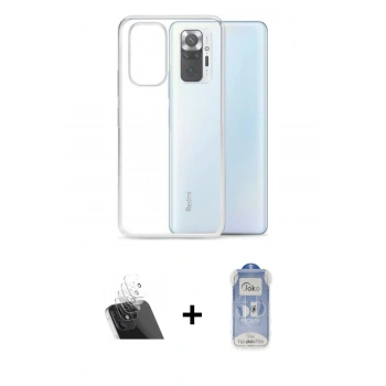 MARSİLYAN™- Redmi Note 10 Kılıf Zirve Doku - Şeffaf Joko Magic 5D Cam + Kamera Lens Koruma Cam - SF