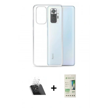 MARSİLYAN™- Redmi Note 10 Kılıf Zirve Doku - Siyah 20D Premium Cam Ekran Koruyucu + Kamera Lens Koruma Cam - SF