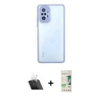 MARSİLYAN™- Redmi Note 10 Pro Kılıf Ahenk Çizgi Serisi - Siyah 20D Premium Cam Ekran Koruyucu + Kamera Lens Koruma Cam - SF