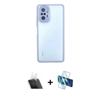 MARSİLYAN™- Redmi Note 10 Pro Kılıf Ahenk Çizgi Serisi - Siyah 3D Antistatik Cam Ekran Koruyucu + Kamera Lens Koruma Cam - SF