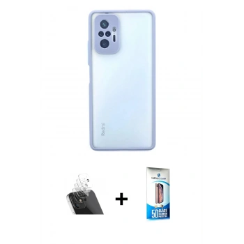 MARSİLYAN™- Redmi Note 10 Pro Kılıf Ahenk Çizgi Serisi - Siyah 5D Eko Cam Ekran Koruyucu + Kamera Lens Koruma Cam - SF