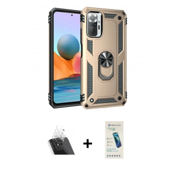 MARSİLYAN™- Redmi Note 10 Pro Kılıf Ahenk Klasik Koleksiyonu - Şeffaf Pasifik Cam Ekran Koruyucu + Kamera Lens Koruma Cam - SF
