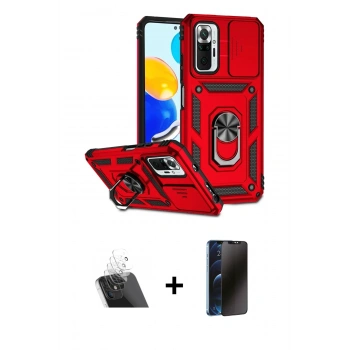 MARSİLYAN™- Redmi Note 10 Pro Kılıf Ahenk Klasik - Siyah 3D Antistatik Hayalet Cam Ekran Koruyucu + Kamera Lens Koruma Cam - SF