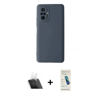 MARSİLYAN™- Redmi Note 10 Pro Kılıf Ahenk Serisi - Şeffaf Pasifik Cam Ekran Koruyucu + Kamera Lens Koruma Cam - SF