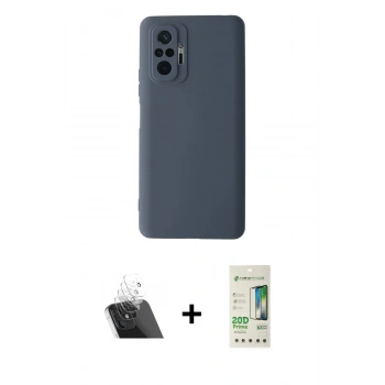 MARSİLYAN™- Redmi Note 10 Pro Kılıf Ahenk Serisi - Siyah 20D Premium Cam Ekran Koruyucu + Kamera Lens Koruma Cam - SF