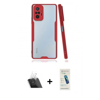 MARSİLYAN™- Redmi Note 10 Pro Kılıf Atlas Asil Serisi - Şeffaf Pasifik Cam Ekran Koruyucu + Kamera Lens Koruma Cam - SF