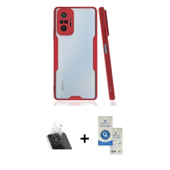 MARSİLYAN™- Redmi Note 10 Pro Kılıf Atlas Asil Serisi - Şeffaf Royal Nano Ekran Koruyucu + Kamera Lens Koruma Cam - SF