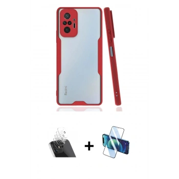 MARSİLYAN™- Redmi Note 10 Pro Kılıf Atlas Asil Serisi - Siyah 3D Antistatik Cam Ekran Koruyucu + Kamera Lens Koruma Cam - SF