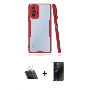 MARSİLYAN™- Redmi Note 10 Pro Kılıf Atlas Asil Serisi - Siyah 3D Antistatik Hayalet Cam Ekran Koruyucu + Kamera Lens Koruma Cam - SF