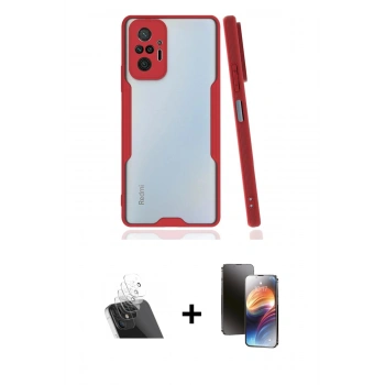 MARSİLYAN™- Redmi Note 10 Pro Kılıf Atlas Asil Serisi - Siyah 3D Antistatik Mat Seramik Nano Ekran Koruyucu + Kamera Lens Koruma Cam - SF