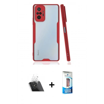 MARSİLYAN™- Redmi Note 10 Pro Kılıf Atlas Asil Serisi - Siyah 5D Eko Cam Ekran Koruyucu + Kamera Lens Koruma Cam - SF