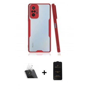 MARSİLYAN™- Redmi Note 10 Pro Kılıf Atlas Asil Serisi - Siyah 6D Antistatik Mat Seramik Hayalet Nano Ekran Koruyucu + Kamera Lens Koruma Cam - SF