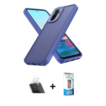 MARSİLYAN™- Redmi Note 10 Pro Kılıf Atlas Form - Siyah 5D Eko Cam Ekran Koruyucu + Kamera Lens Koruma Cam - SF