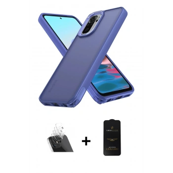 MARSİLYAN™- Redmi Note 10 Pro Kılıf Atlas Form - Siyah 6D Antistatik Mat Seramik Hayalet Nano Ekran Koruyucu + Kamera Lens Koruma Cam - SF