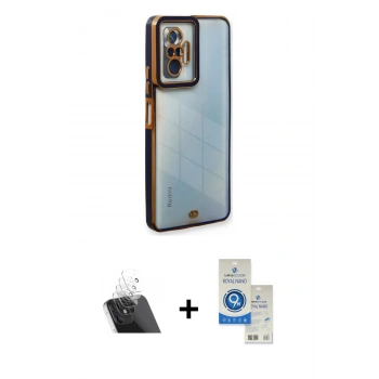 MARSİLYAN™- Redmi Note 10 Pro Kılıf Çekirdek Klasik Serisi - Şeffaf Royal Nano Ekran Koruyucu + Kamera Lens Koruma Cam - SF