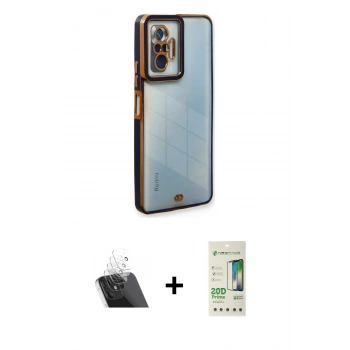 MARSİLYAN™- Redmi Note 10 Pro Kılıf Çekirdek Klasik Serisi - Siyah 20D Premium Cam Ekran Koruyucu + Kamera Lens Koruma Cam - SF