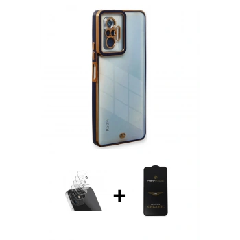 MARSİLYAN™- Redmi Note 10 Pro Kılıf Çekirdek Klasik Serisi - Siyah 6D Antistatik Mat Seramik Hayalet Nano Ekran Koruyucu + Kamera Lens Koruma Cam - SF