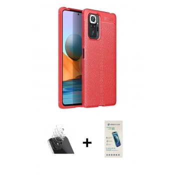 MARSİLYAN™- Redmi Note 10 Pro Kılıf Doruk Klasik Özel Seri - Şeffaf Pasifik Cam Ekran Koruyucu + Kamera Lens Koruma Cam - SF