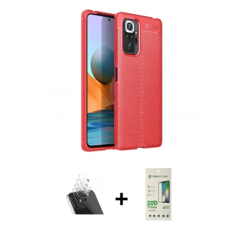 MARSİLYAN™- Redmi Note 10 Pro Kılıf Doruk Klasik Özel Seri - Siyah 20D Premium Cam Ekran Koruyucu + Kamera Lens Koruma Cam - SF