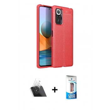 MARSİLYAN™- Redmi Note 10 Pro Kılıf Doruk Klasik Özel Seri - Siyah 5D Eko Cam Ekran Koruyucu + Kamera Lens Koruma Cam - SF