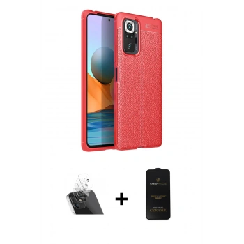 MARSİLYAN™- Redmi Note 10 Pro Kılıf Doruk Klasik Özel Seri - Siyah 6D Antistatik Mat Seramik Hayalet Nano Ekran Koruyucu + Kamera Lens Koruma Cam - SF
