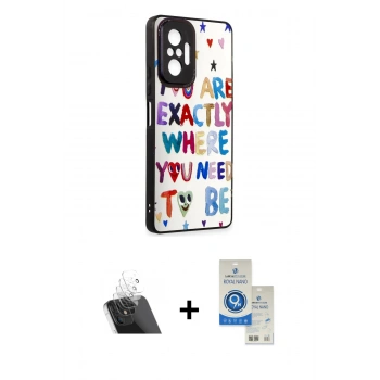 MARSİLYAN™- Redmi Note 10 Pro Kılıf Odak Klasik Serisi - Şeffaf Royal Nano Ekran Koruyucu + Kamera Lens Koruma Cam - SF