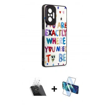 MARSİLYAN™- Redmi Note 10 Pro Kılıf Odak Klasik Serisi - Siyah 3D Antistatik Cam Ekran Koruyucu + Kamera Lens Koruma Cam - SF
