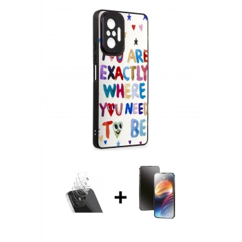 MARSİLYAN™- Redmi Note 10 Pro Kılıf Odak Klasik Serisi - Siyah 3D Antistatik Mat Seramik Nano Ekran Koruyucu + Kamera Lens Koruma Cam - SF