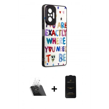 MARSİLYAN™- Redmi Note 10 Pro Kılıf Odak Klasik Serisi - Siyah 6D Antistatik Mat Seramik Hayalet Nano Ekran Koruyucu + Kamera Lens Koruma Cam - SF