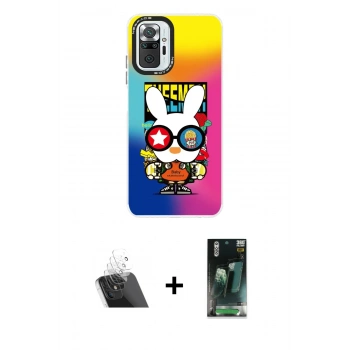 MARSİLYAN™- Redmi Note 10 Pro Kılıf Siluet Çizgi Koleksiyonu - Şeffaf 360 Full Body Arka Koruyucu + Kamera Lens Koruma Cam - SF