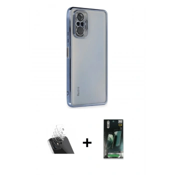 MARSİLYAN™- Redmi Note 10 Pro Kılıf Vadi Minimal - Şeffaf 360 Full Body Arka Koruyucu + Kamera Lens Koruma Cam - SF
