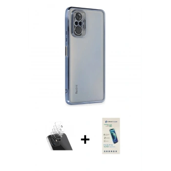MARSİLYAN™- Redmi Note 10 Pro Kılıf Vadi Minimal - Şeffaf Pasifik Cam Ekran Koruyucu + Kamera Lens Koruma Cam - SF