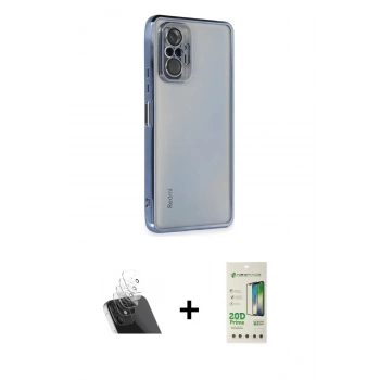 MARSİLYAN™- Redmi Note 10 Pro Kılıf Vadi Minimal - Siyah 20D Premium Cam Ekran Koruyucu + Kamera Lens Koruma Cam - SF