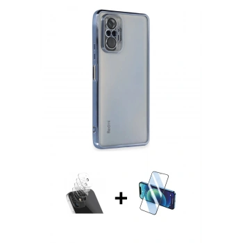 MARSİLYAN™- Redmi Note 10 Pro Kılıf Vadi Minimal - Siyah 3D Antistatik Cam Ekran Koruyucu + Kamera Lens Koruma Cam - SF