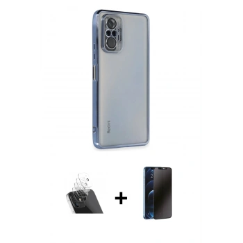 MARSİLYAN™- Redmi Note 10 Pro Kılıf Vadi Minimal - Siyah 3D Antistatik Hayalet Cam Ekran Koruyucu + Kamera Lens Koruma Cam - SF