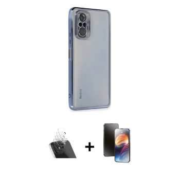 MARSİLYAN™- Redmi Note 10 Pro Kılıf Vadi Minimal - Siyah 3D Antistatik Mat Seramik Nano Ekran Koruyucu + Kamera Lens Koruma Cam - SF