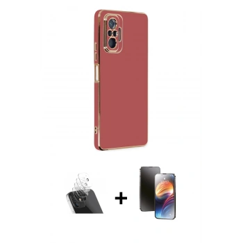 MARSİLYAN™- Redmi Note 10 Pro Kılıf Yankı Serisi - Siyah 3D Antistatik Mat Seramik Nano Ekran Koruyucu + Kamera Lens Koruma Cam - SF