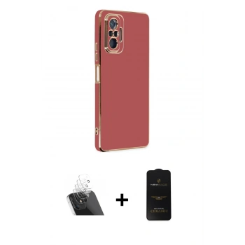 MARSİLYAN™- Redmi Note 10 Pro Kılıf Yankı Serisi - Siyah 6D Antistatik Mat Seramik Hayalet Nano Ekran Koruyucu + Kamera Lens Koruma Cam - SF