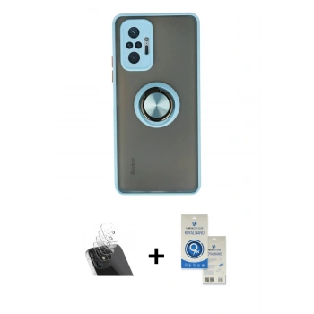 MARSİLYAN™- Redmi Note 10 Pro Kılıf Yörünge Çizgi - Şeffaf Royal Nano Ekran Koruyucu + Kamera Lens Koruma Cam - SF