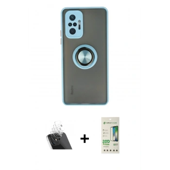 MARSİLYAN™- Redmi Note 10 Pro Kılıf Yörünge Çizgi - Siyah 20D Premium Cam Ekran Koruyucu + Kamera Lens Koruma Cam - SF