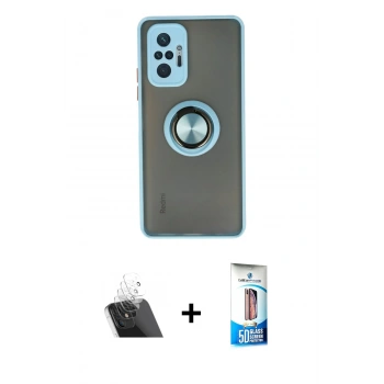 MARSİLYAN™- Redmi Note 10 Pro Kılıf Yörünge Çizgi - Siyah 5D Eko Cam Ekran Koruyucu + Kamera Lens Koruma Cam - SF