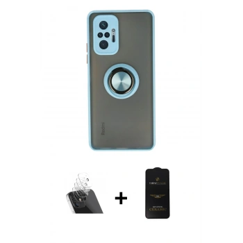 MARSİLYAN™- Redmi Note 10 Pro Kılıf Yörünge Çizgi - Siyah 6D Antistatik Mat Seramik Hayalet Nano Ekran Koruyucu + Kamera Lens Koruma Cam - SF