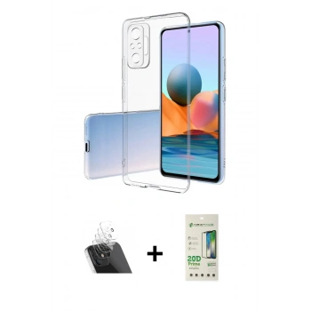 MARSİLYAN™- Redmi Note 10 Pro Kılıf Zirve Doku - Siyah 20D Premium Cam Ekran Koruyucu + Kamera Lens Koruma Cam - SF